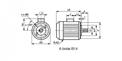 Moteur avec fixation à bride trous taraudés B14 - LEROY SOMER