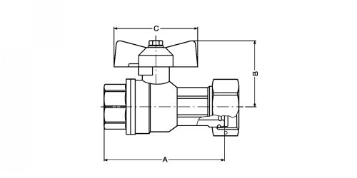 Vanne laiton femelle - femelle 42036 - Plan