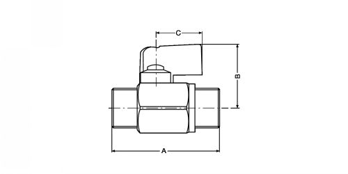 Vanne laiton hexagonale femelle - femelle 42211 - Plan