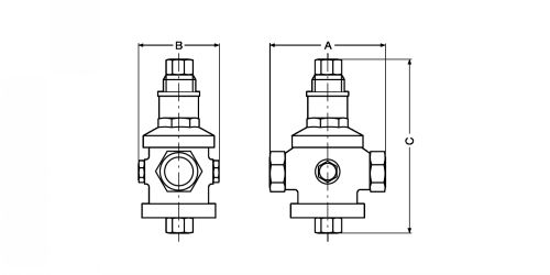 Réducteur de pression laiton siège inox femelle - femelle PN 25 43213 - Plan