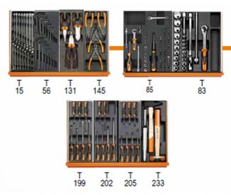 Composition de 166 outils en plateaux thermoformés