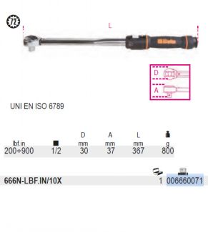 Clé dynamométrique à déclenchement avec cliquet réversible pour serrage à droite