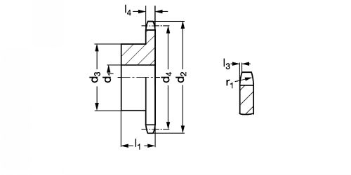 Pignon à chaîne simple en acier norme BS - Plan