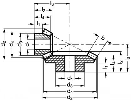 Engrenage conique en POM C - Plan