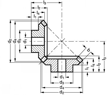 Engrenage conique en zinc - Plan