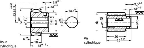 Engrenage à vis cylindrique -Montage carter - Plan