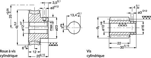 Engrenage à vis cylindrique -Montage carter - Plan