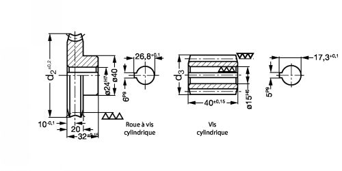 Engrenage à vis cylindrique -Montage carter - Plan