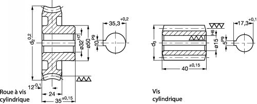 Engrenage à vis cylindrique -Montage carter - Plan