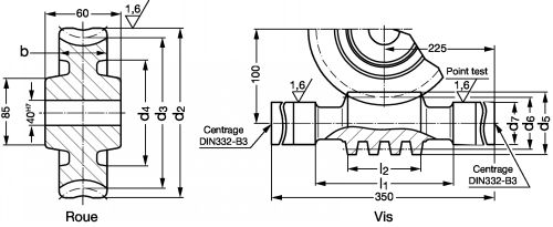 Engrenage à vis cylindrique -Montage carter - Plan