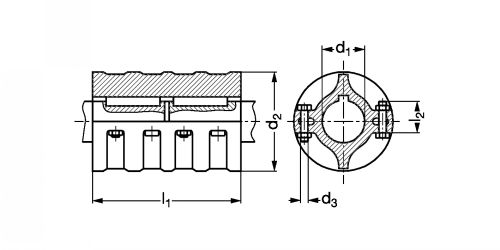 Accouplement rigide à coquille - Plan