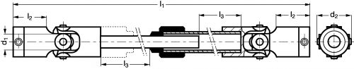 Joint de cardan à croisillon télescopique - Plan