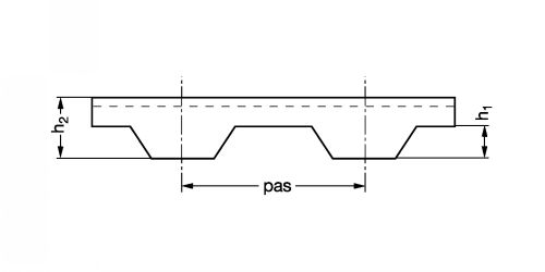 Courroie dentée profil H - Plan