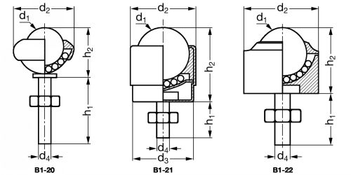 Bille porteuse à tige filetée - Plan