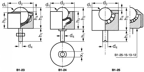 Bille porteuse à tige filetée - Plan