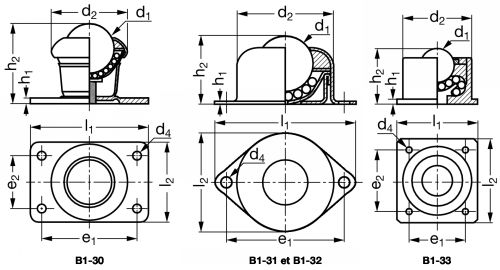 Bille porteuse à embase - Plan