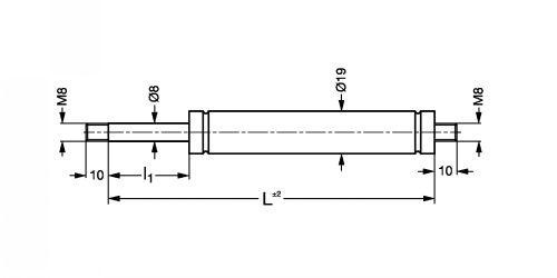 Ressort à gaz inox - Tige diamètre 8 filetée