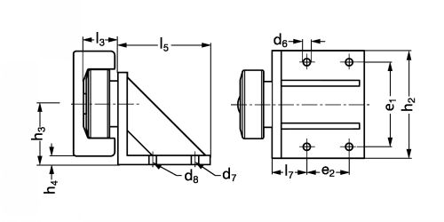 Galet combiné avec bride équerre - Plan