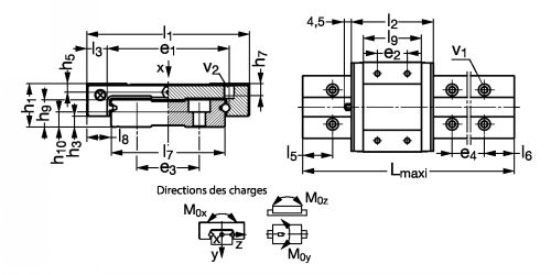 Guidage à billes miniature inox - Large - Plan