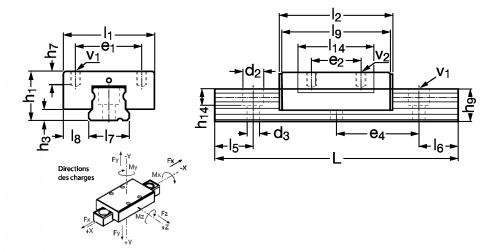 Guidage à billes miniature inox - Plan