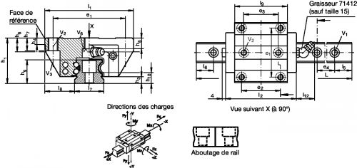 Guidage 4 rangées de billes forte capacité - Plan