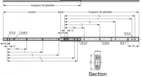 Glissière - Course 75 % - Plan