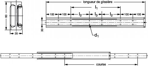 Glissière en acier doux galvanisé ultra grande capacité - Plan