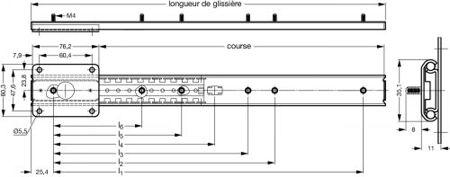 Guidage linéaire à billes - Plan