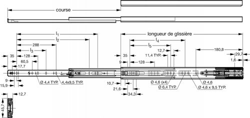 Glissière fermeture automatique - Plan