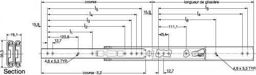 Glissière - Course 100% - Déconnexion - Plan