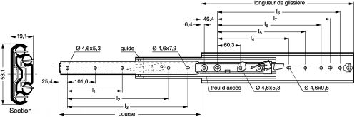 Glissière - Course 100% - Déconnexion - Plan