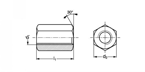 Ecrou hexagonal pour vis trapézoïdales - Plan