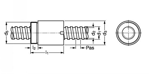 Vis à billes miniature et écrou cylindrique HIWIN - Plan