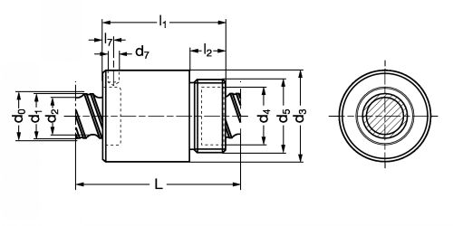 Vis à billes miniature et écrou cylindrique - Plan