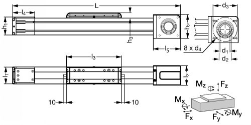 Module linéaire EP entraînement à courroie - Plan