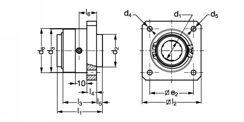 Palier applique - 2 joints et regraissable - Plan