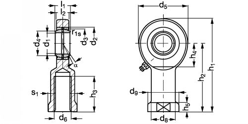 Embout à rotule femelle acier/acier - Plan