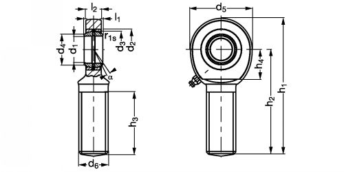 Embout à rotule mâle acier/acier - Plan