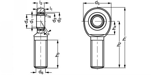 Embout à rotule mâle chromage dur/PTFE - Plan