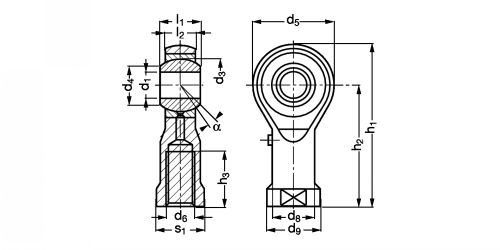 Embout à rotule femelle acier inox/bronze - Plan