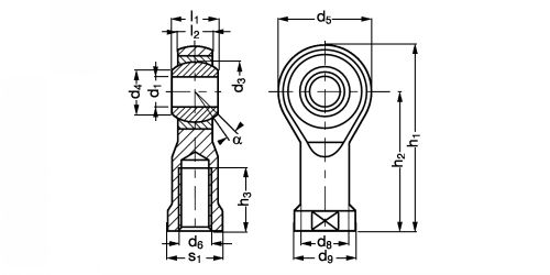 Embout à rotule femelle acier/PTFE - Plan