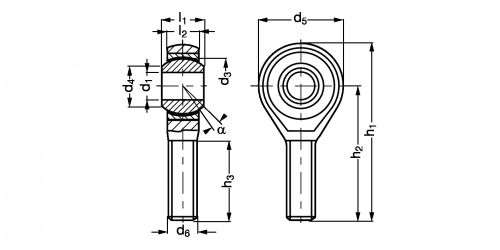 Embout à rotule mâle acier inox/PTFE - Plan