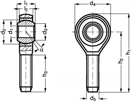 Embout à rotule mâle tout inox - Plan