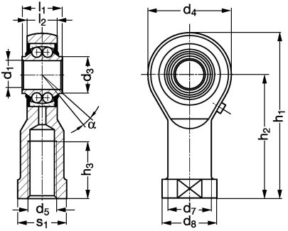 Embout à rotule femelle acier/acier - Plan