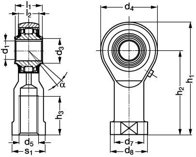 Embout à rotule femelle acier/acier - Plan