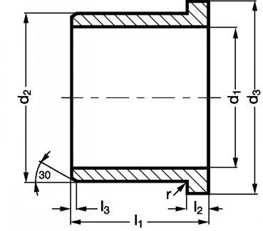 Coussinet lisse autolubrifiant à collerette - Plan