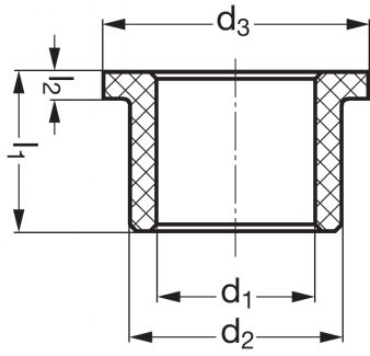 Coussinet lisse polyamide à collerette - Plan