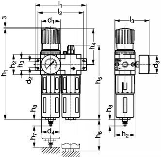 Filtre régulateur lubrificateur - Plan