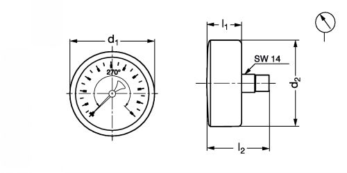 Manomètre ABS sec - Plan diam. 50