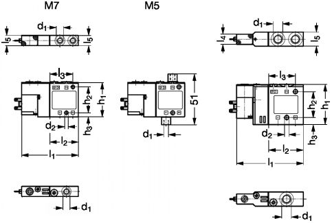 Distributeur compact en ligne 3/2 NF - Plan